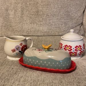 The Pioneer Woman “Flea Market” Sugar Bowl and Creamer Set with Butter Dish